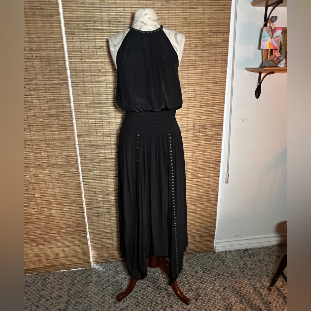 Ramy Brook Brass Studded Melly Halter Midi Dress with Elastic Waist (Sz M)
